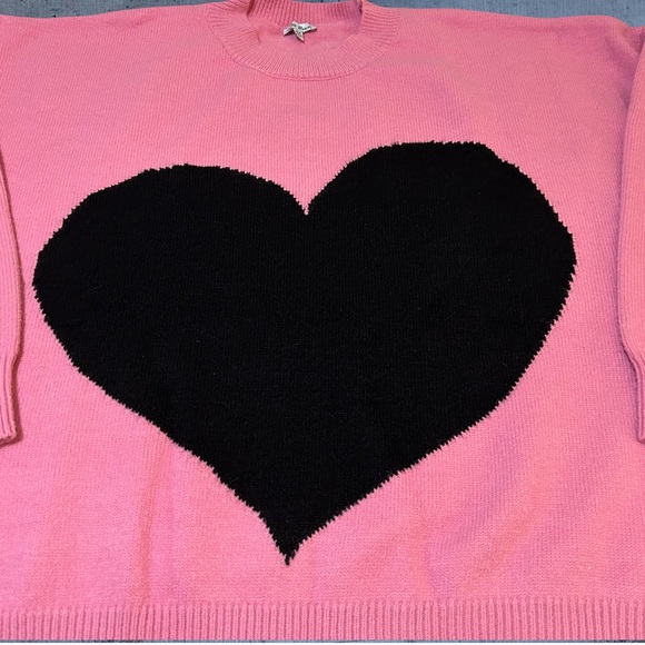 NWOT! WHITE BIRCH, WOMENS 3X LONG SLEEVE PULLOVER PINK SWEATER W/BLACK HEART. - Picture 6 of 14